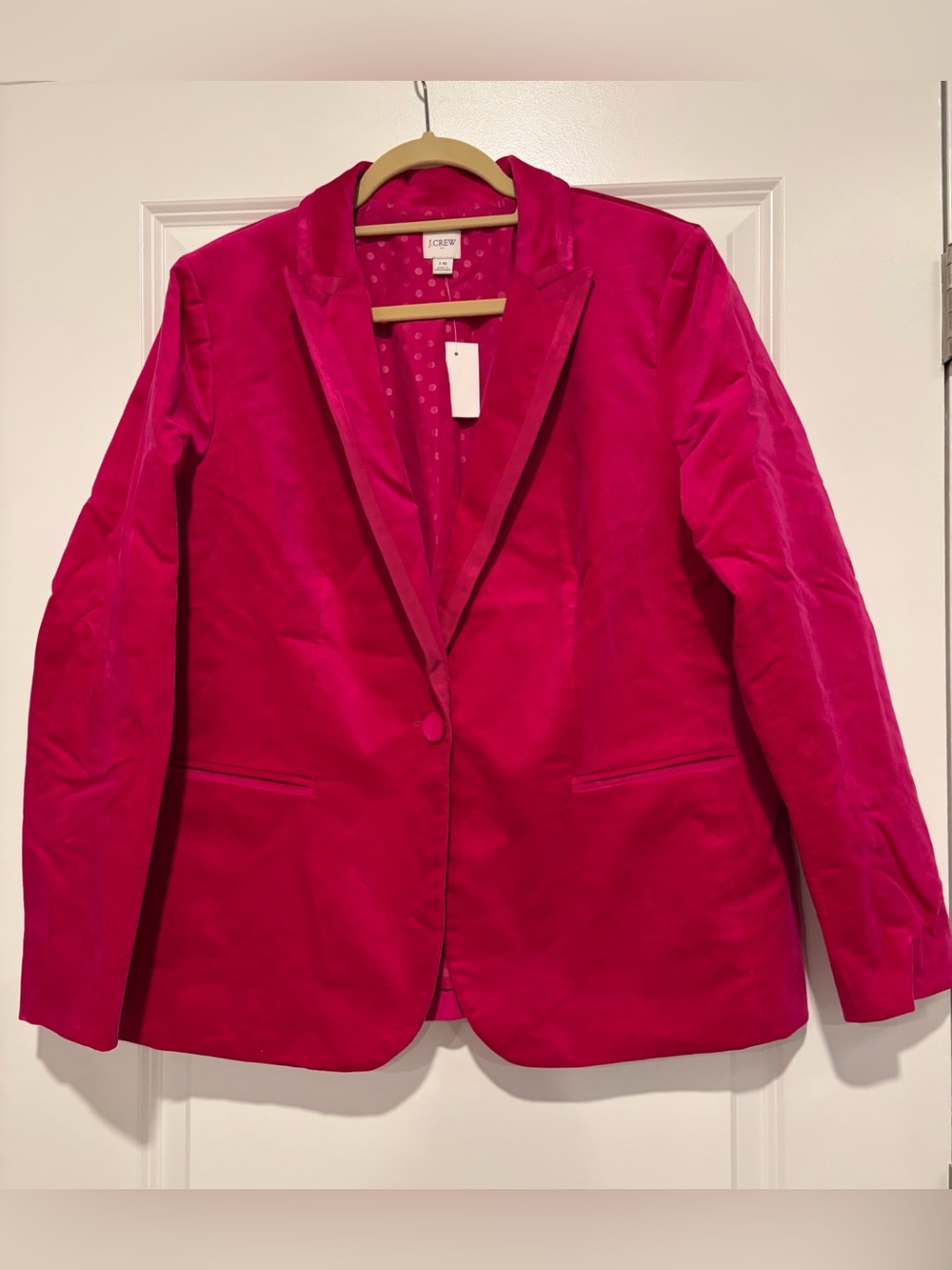 J. Crew Women's Fuchsia Velvet Single-Button Blazer